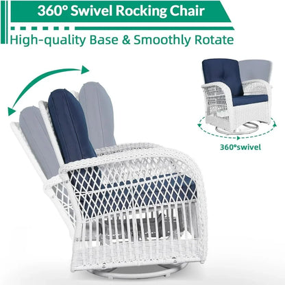 Outdoor conversation bistro, terrace rotary glider rocking chair rattan furniture