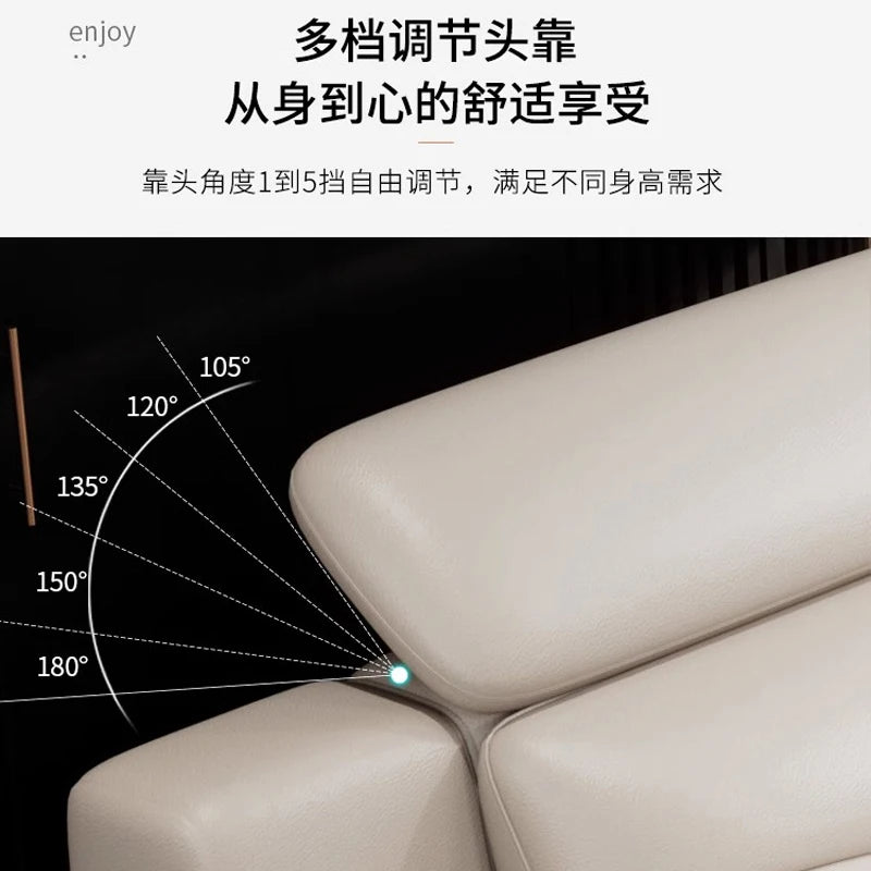 Leather sofa light luxury leather sofa  living room size apartment living room modern simple group