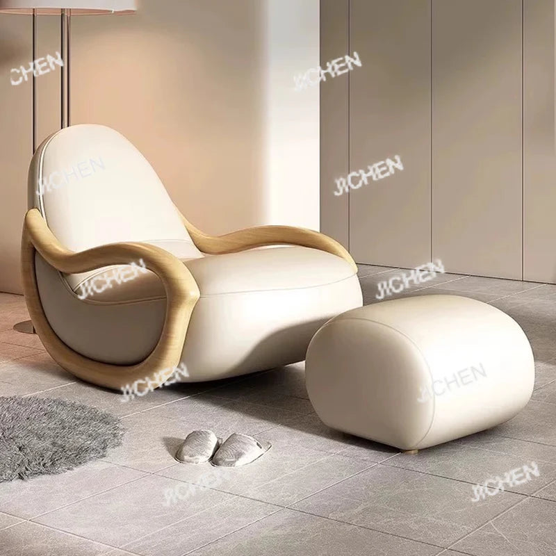 JC Italian Support Living Room Chairs Simple White Lazy Designer Recliner Chairs Armchair Sofa Comfy Fauteuil Salon Home