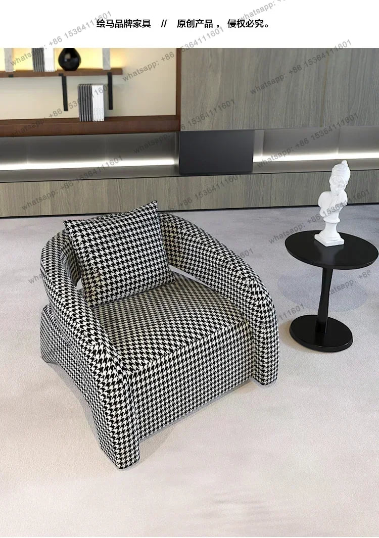 Sofa Esigner Curved Single Houndstooth Couch Nordic Living Room Balcony Leisure Creative Chair Designer