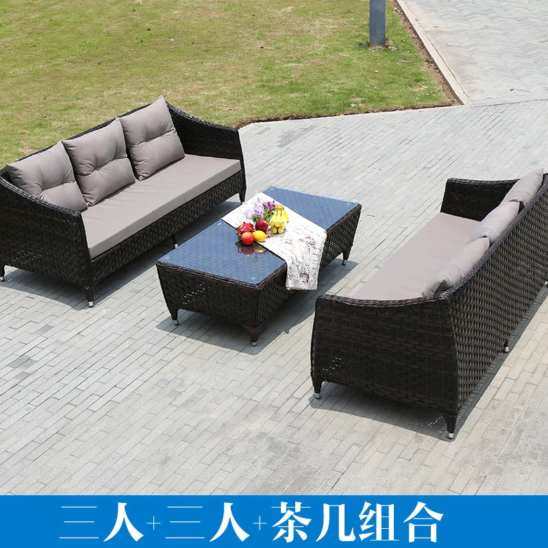 Leisure Courtyard Garden Sofas Outdoor Simple Homestay Coffee Table Garden Sofa Terrace Pe Rattan Furniture Sofá Exterior MHHYSF