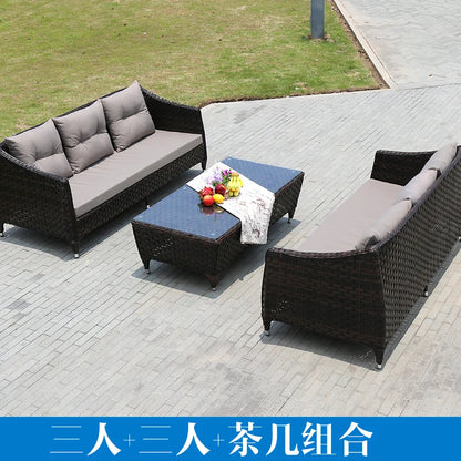 Leisure Courtyard Garden Sofas Outdoor Simple Homestay Coffee Table Garden Sofa Terrace Pe Rattan Furniture Sofá Exterior MHHYSF
