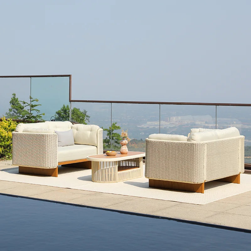 Meiqi Luxury Modern Durable Outdoor Garden Sofa Set with  Aluminum Alloy Frame Waterproof Sunproof Patio Lounge Sofa Combination