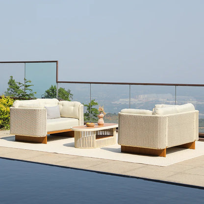 Meiqi Luxury Modern Durable Outdoor Garden Sofa Set with  Aluminum Alloy Frame Waterproof Sunproof Patio Lounge Sofa Combination