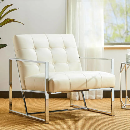 Mid Century Modern Accent Chair, Modern Living Room Chairs with Durable Metal Frame,PU Leather Cushioned, Reading, Customized