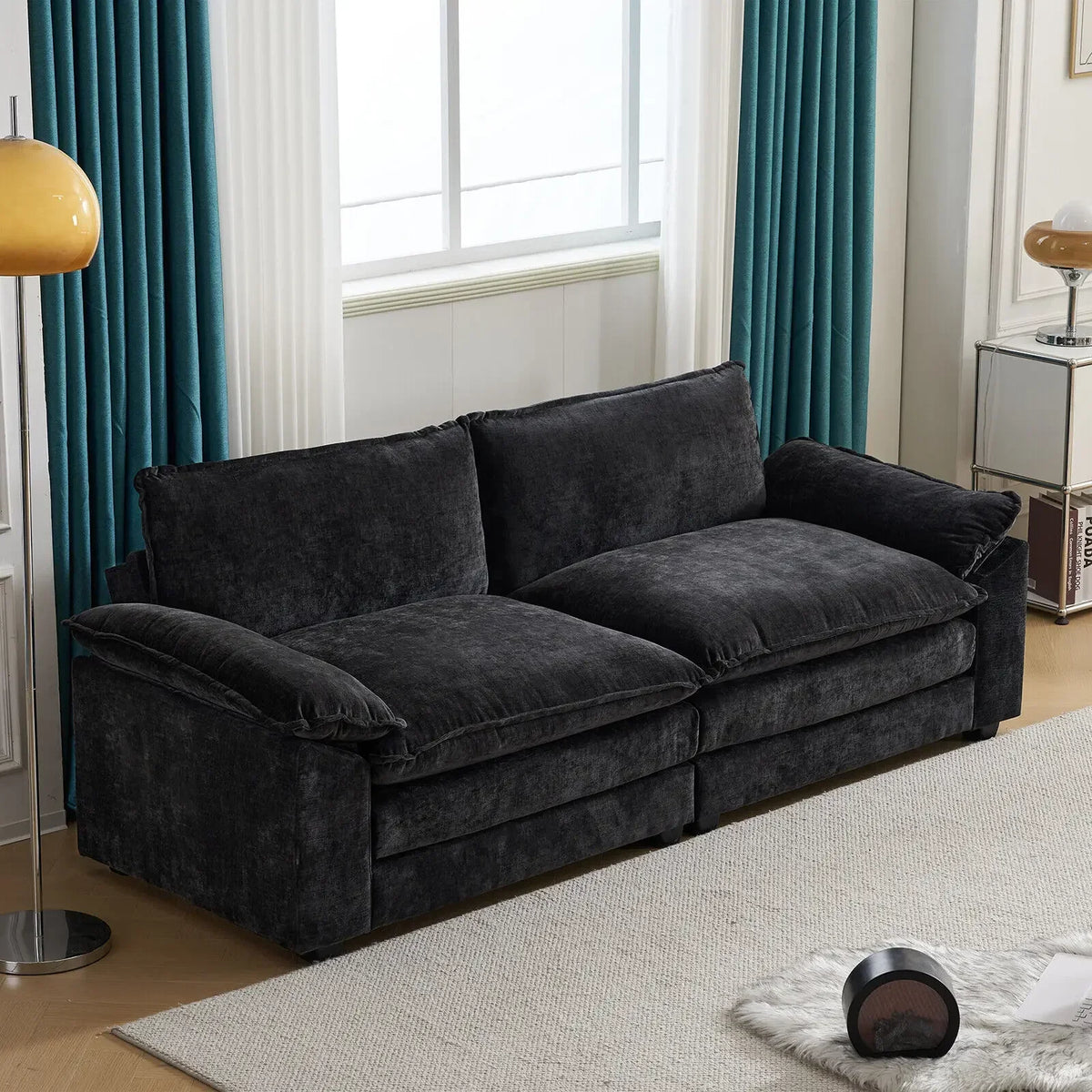 121 Inch Cloud Couch Comfortable Modular Sectional Sofa For Living Room Modern Linen 3-seat Convertible Loveseat Sofa Apartment