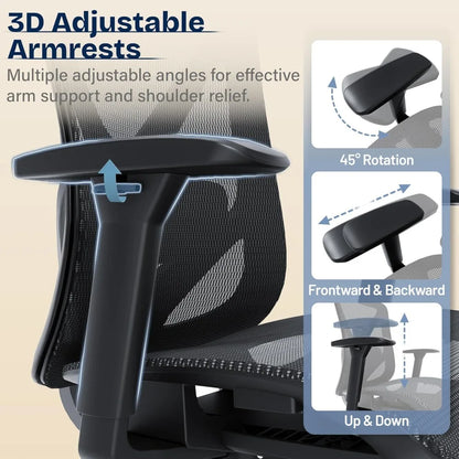 Adjustable Ergonomic Office Chair with Mesh Seat, Lumbar Support, 3D Armrests, and Tilt Mechanism