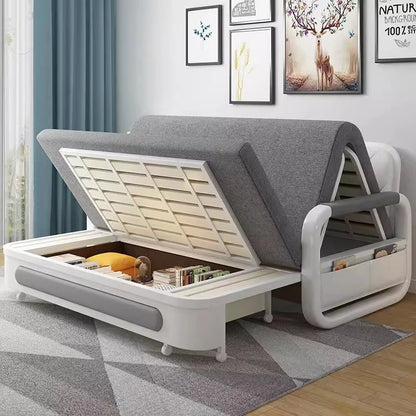 Foldable Living Room Multifunctional Sofa Bed Fabric Sponge Filled Sitting and Lying Sofa Bed With Storage