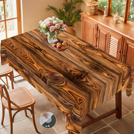 1 Piece of Retro Country Farmhouse Style Printed Tablecloth, Wooden Pattern Design, Suitable for Camping Style Picnic