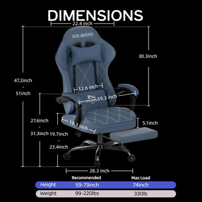 Massage Gaming Chair, Office Chair with Comfortable Velour Upholstery, Height-adjustable Gaming Chair, Ergonomically Designed, Featuring A 360° Swivel Seat & Headrest