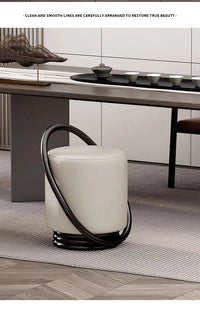 Dressing Table, Stool, Home Living Room Coffee Table, Simple Bedroom Makeup Sofa, Nordic Modern Light Luxury Round Dressing