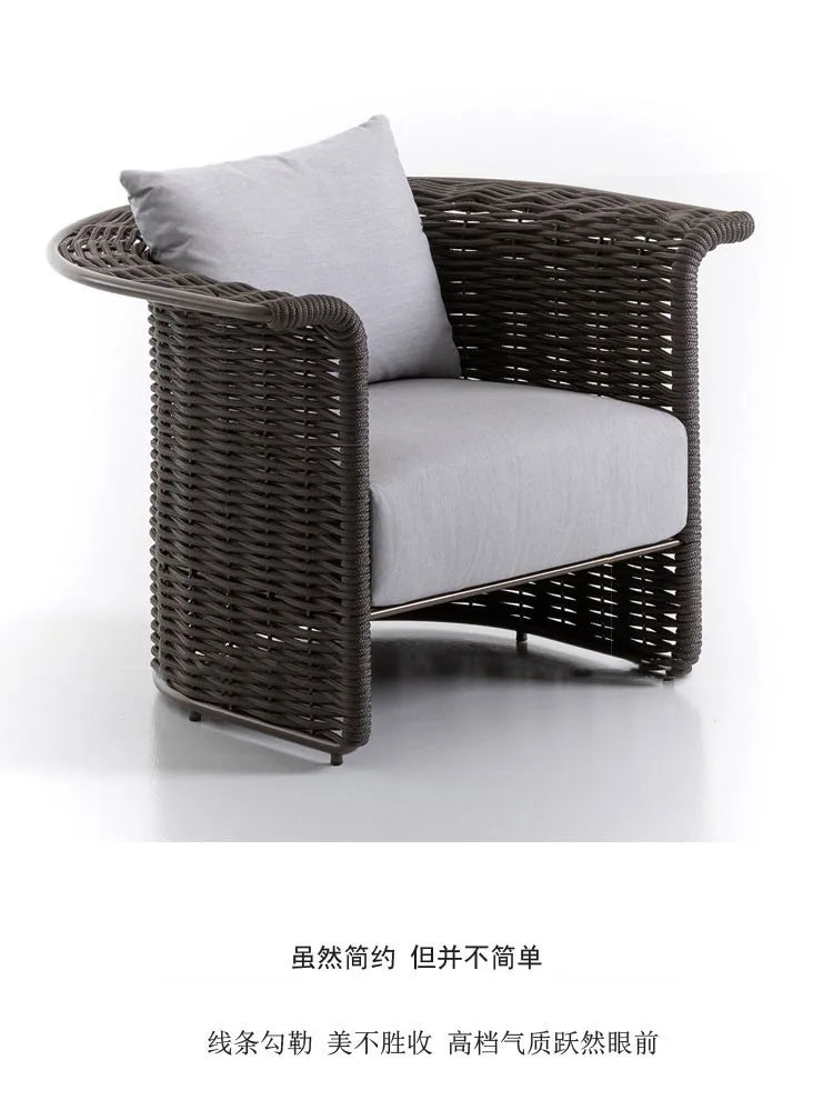 Outdoor sofa courtyard terrace simple rattan sofa waterproof sunscreen balcony rattan chair furniture