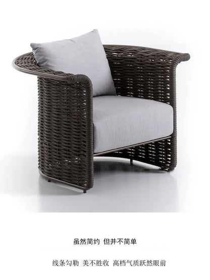 Outdoor sofa courtyard terrace simple rattan sofa waterproof sunscreen balcony rattan chair furniture