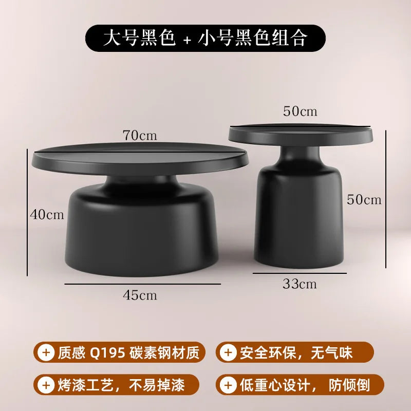Cream apartment Nordic coffee table living room household small apartment simple Internet celebrity wrought iron modern round