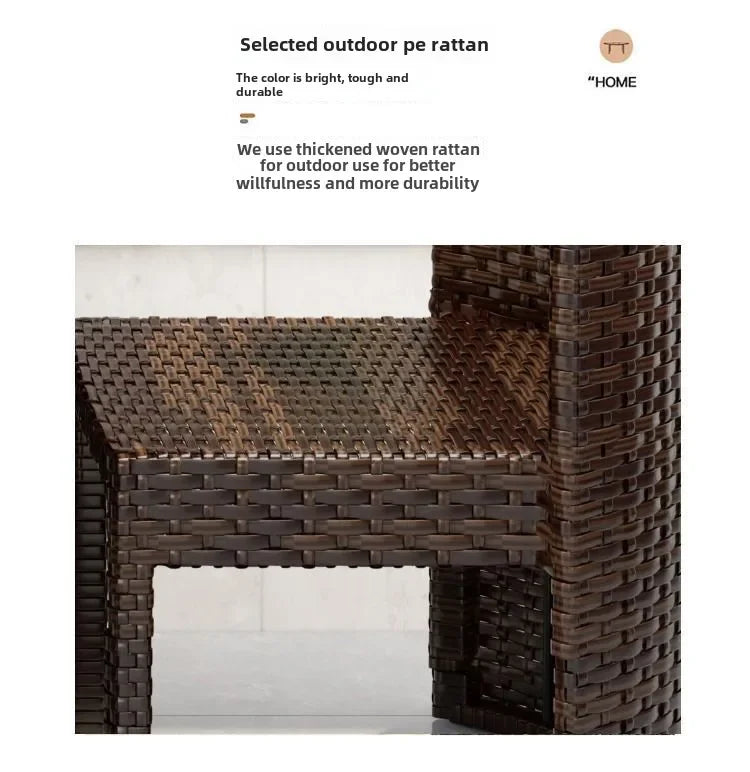 Balcony courtyard leisure table and chair combination rattan chair three piece set tea imitation rattan chair tea table