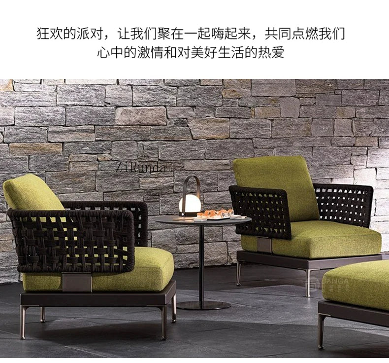 Y  Outdoor Sofa Courtyard Waterproof Vine Weaving Villa Garden Outdoor Leisure Terrace Sofa Vine Weaving Furniture