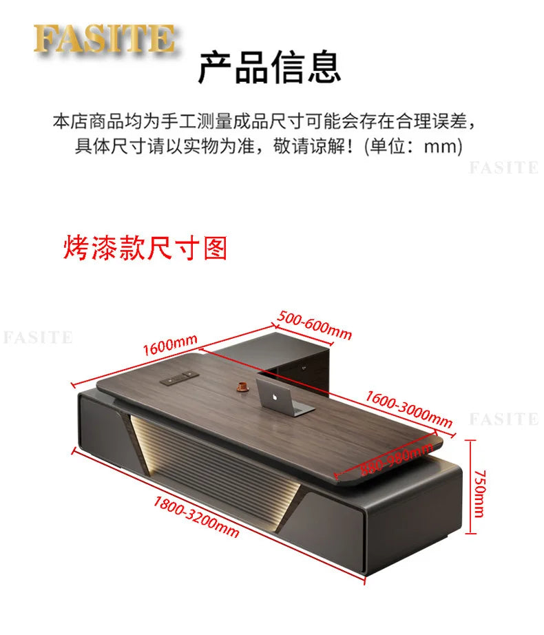 Modern boss desk light luxury high-end paint desktop large desk simple president table manager table and chair combination