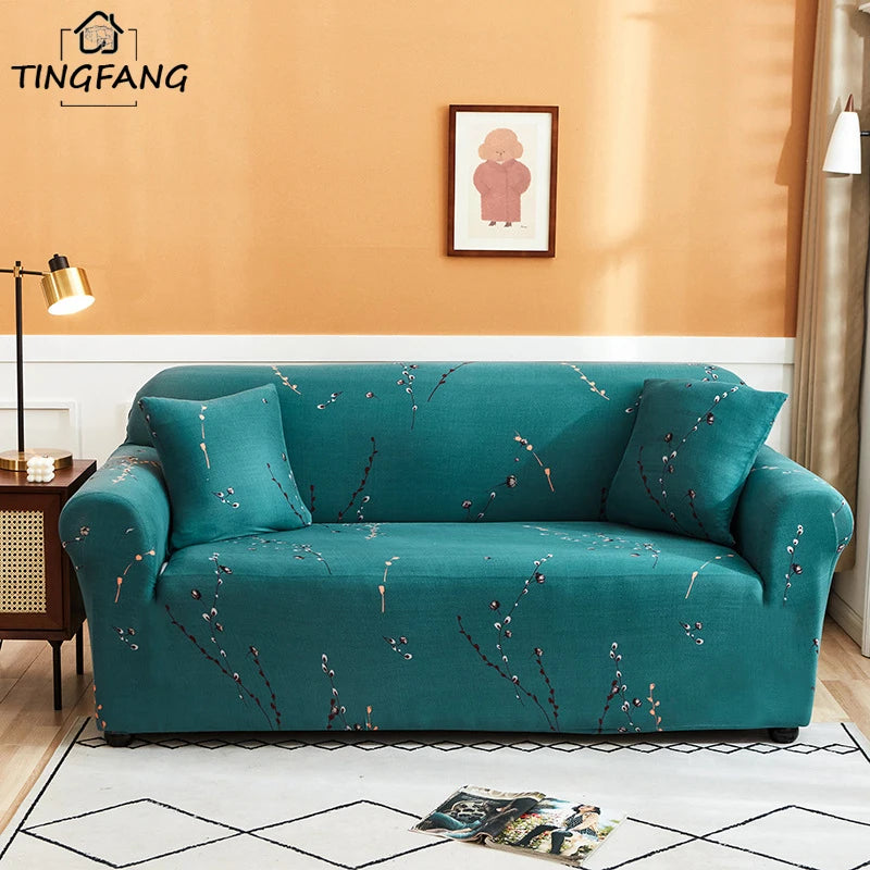 New All-season L-shape Non-slip Elastic Sofa Cover With Patterns, 360 Degree Coverage 1/2/3/4 Seat Sofa Cushion for Living Room