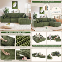 Modern Cloud Modular Sofa Couch with L-Shape Chaise, Deep Seated Sectional Upholstered for Living Room Bed.