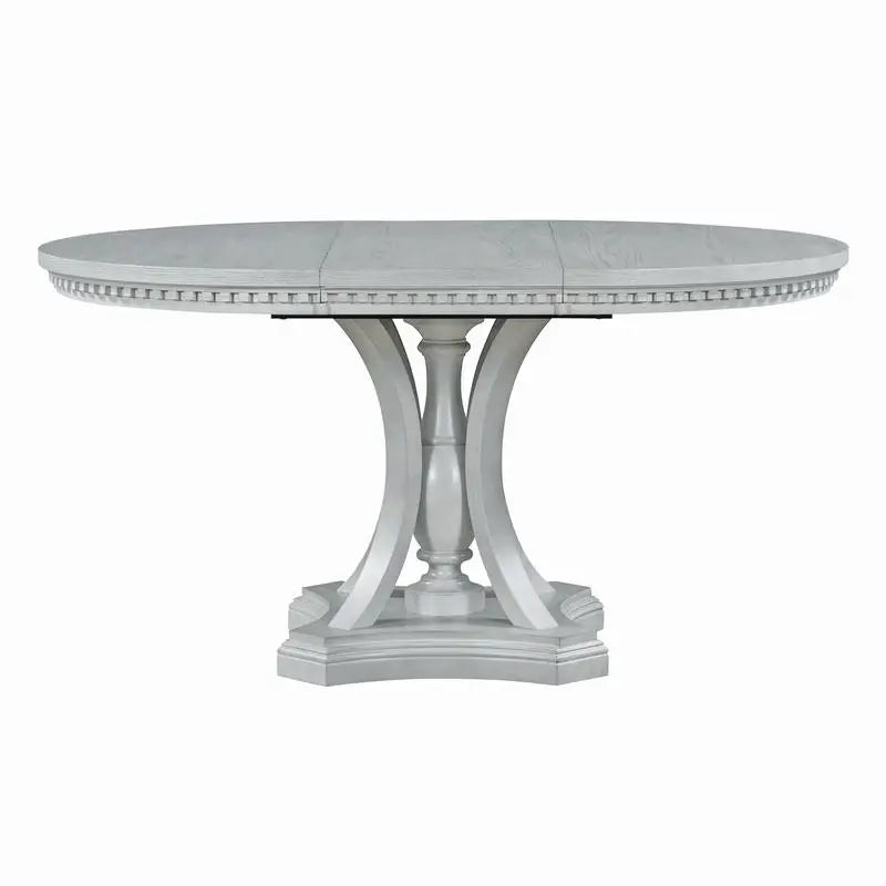 Extendable Oval Dining Table 42"-58" for Kitchen & Dining Room in Antique Gray Oak Finish