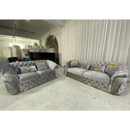 Plush velvet sofa and loveseat corner furniture living room wooden leg set