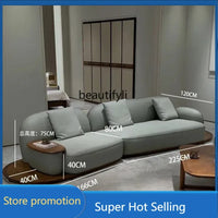 A506  Sofa Italian minimalist cowhide large flat-level villa living room high-end modern simple cream leather sofa