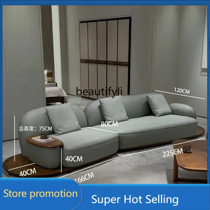 A506  Sofa Italian minimalist cowhide large flat-level villa living room high-end modern simple cream leather sofa