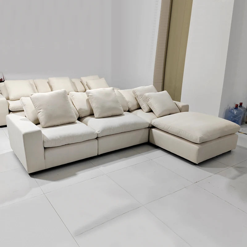 Modern Style Comfortable Coud Couch Living Room Furniture Modular Down Filling Velvet Fabric Sectional Sofa Set