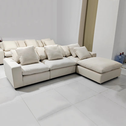 Modern Style Comfortable Coud Couch Living Room Furniture Modular Down Filling Velvet Fabric Sectional Sofa Set
