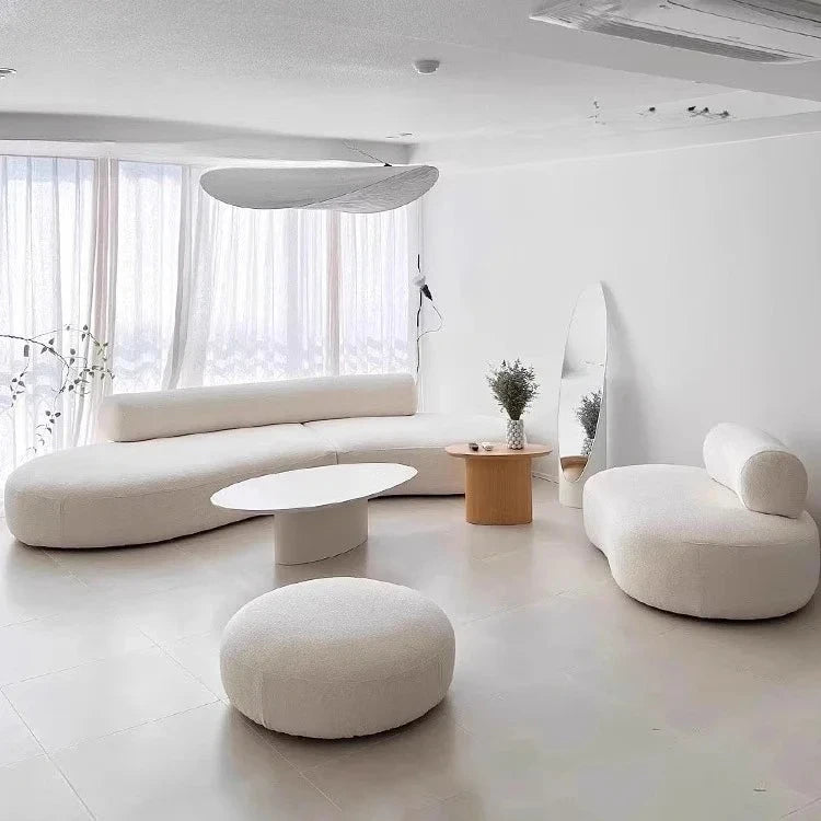 TTTTC – canapé en tissu incurvé, nouvelle zone d'assise, réception, petit appartement de forme spéciale, salon français, anti-rayures pour chat