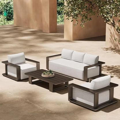 Modern Villa Hotel Garden Set Metal Aluminum Frame Fabric Waterproof Cushion Patio Furniture Outdoor Sofa Set