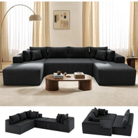 Couch U-Shaped Sectional Sofa,134'' Modular Boneless Couches for Living Room,Corduroy Deep Seat Sofa with 2 Chaise Lounges