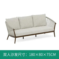 Leisure Solid Wood Outdoor Sofas Home Living Room Outdoor Balcony Rattan Sofa Chair and Coffee Table Nordic Garden Furniture Set