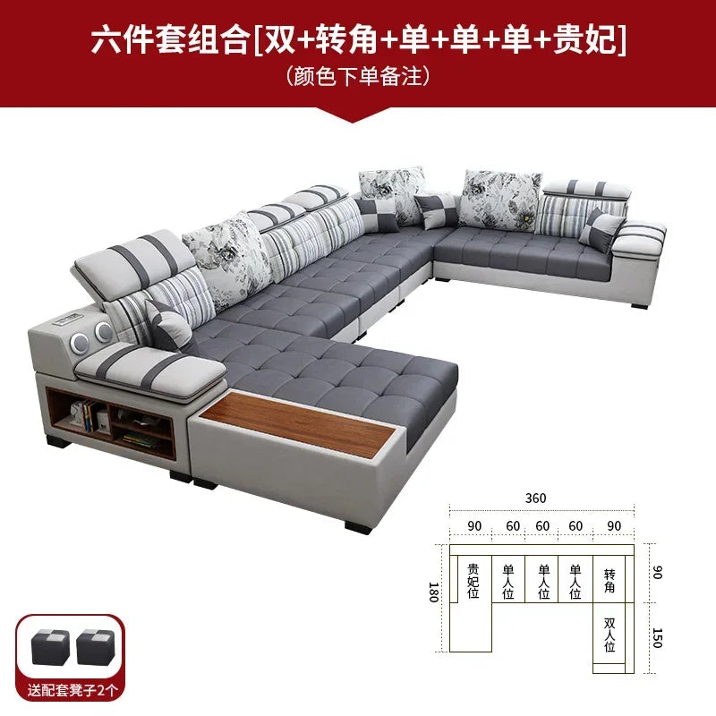 Luxury Technology Cloth Sofa Living Room Furniture Modern Cloakroom Bedroom Sofa Combination Nordic Apartment Sofa Set
