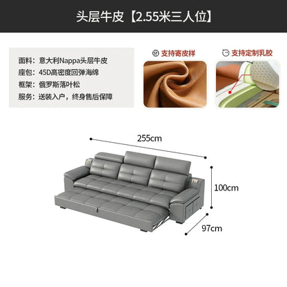 functional sofa, electric adjustable modern living room, storage princess, smart head, etc., dual-purpose leather sofa bed