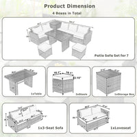 6-Piece Outdoor All Weather PE Rattan Sofa Set, Garden Patio Wicker Sectional Furniture Set with Adjustable Seat,Natural