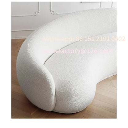 Customizable Qiyu Apartment B & B Cashew Curved Sofa Living Room Cream Flannel Teddy Flannel Sofa Small Apartment
