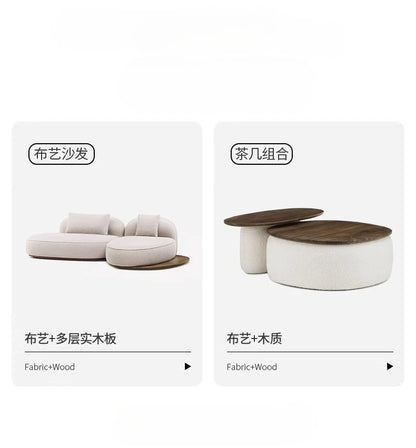 Living Room Coffee Table Designer Creative Three-person Log Style Furniture Modern Simple Modern Morocco Fabric Sectional Sofas