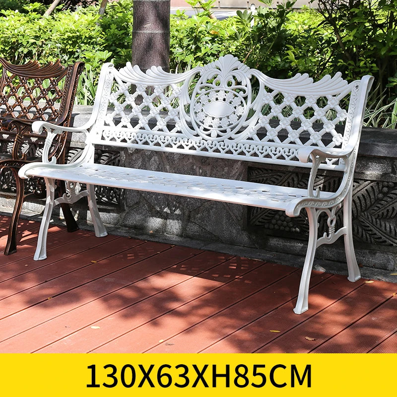 2025 New outdoor metal Bench with backrest garden long chair outdoor bench cast aluminum leisure Patio benches