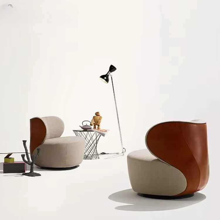 Luxury Hotel Furniture Living Room Single Sofa Fabric Leather Chair Home Wooden Frame High Back Leisure Chair