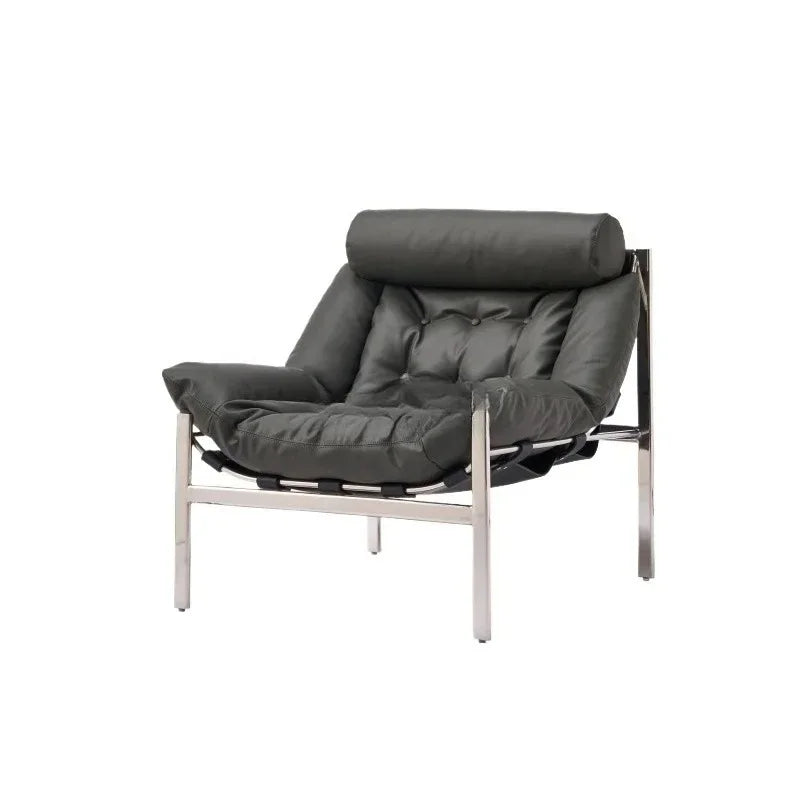 A Italian minimalist leisure chair premium stainless steel retro single sofa chair