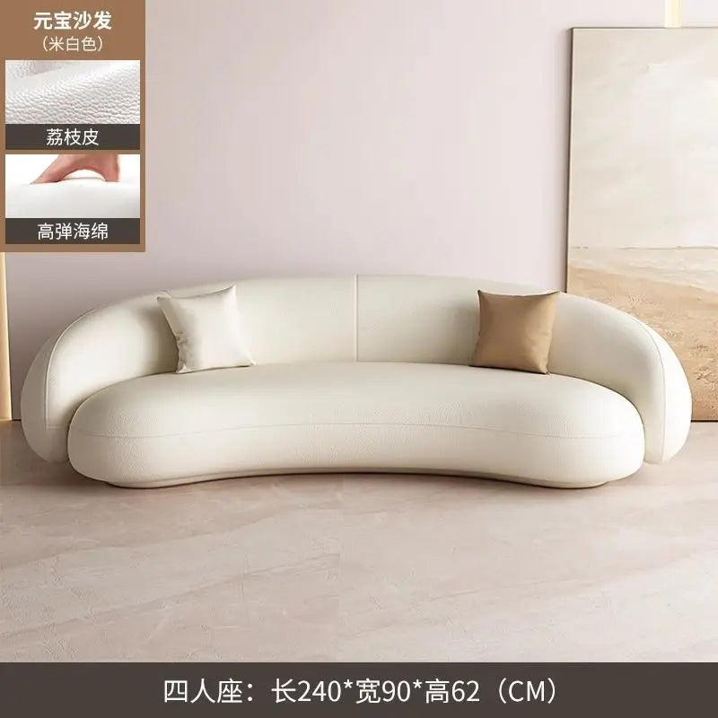 Nordic Internet celebrity living room light luxury beauty salon reception cream ins wind leisure area curved sofa