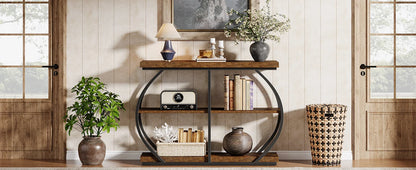 Tribesigns 41.3" Console Table, Industrial 3-Tier Entryway Table with Arched Metal Frame and Storage Shelves for Living Room