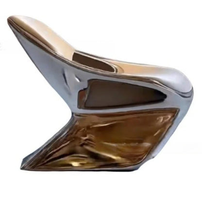 Leisure chair living room balcony single sofa, modern negotiation chair bright hollow electroplating chair