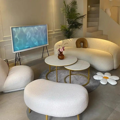 Nordic Internet celebrity living room light luxury beauty salon reception cream ins wind leisure area curved sofa