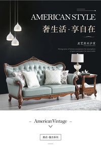 American leather sofa all solid wood combination living room European double triple sofa