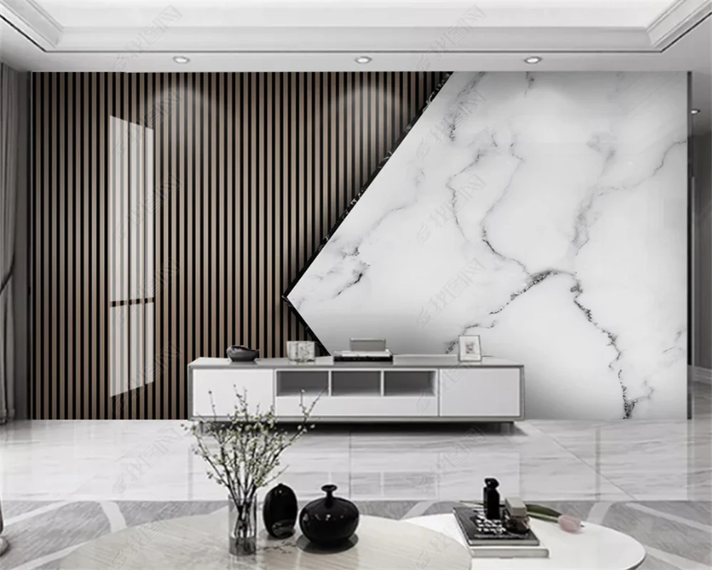 beibehang papel de parede Customized Nordic retro plant leaves, modern minimalist geometry, TV background wallpaper