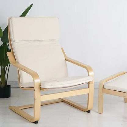 Nordic Lounge Chair - Solid Wood Armrest Recliner for Balcony & Nursery