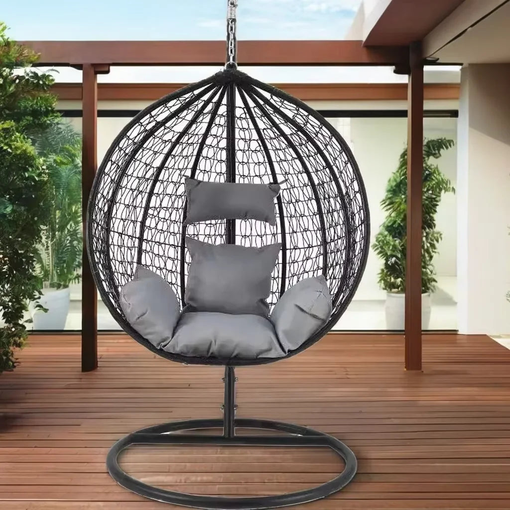 Modern Style Rattan Hanging Patio Metal Stand Swing Chair Hot Sale Furniture for Bedroom Indoor & Outdoor Use Furniture