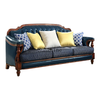 American first-layer leather sofa combination simple household solid wood corner villa L-shaped sofa